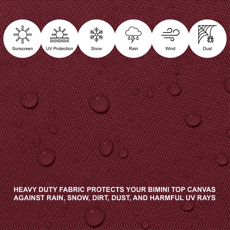 Savvycraft Bimini Top Storage Boot 79"-84" Width Burgundy Color, Waterproof UV Protection Bimini Top Replacement Boot, Fit Round and Square Tube - Image 4